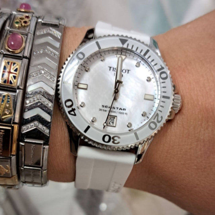Tissot Seastar 1000 – White Dial | Rubber Strap | 300m Diver t120.210.17.116.00 - Authentic