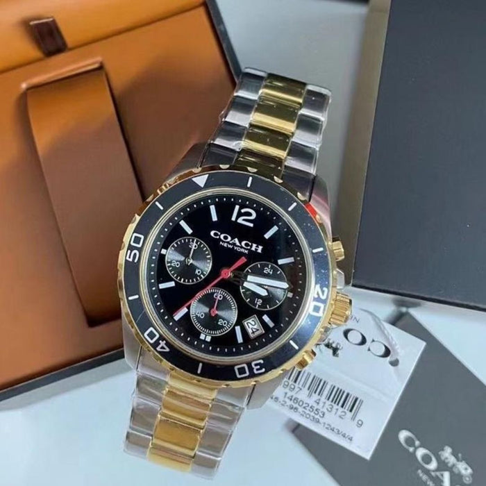 Coach Men’s Chronograph Stainless Steel Watch – Two-Tone Silver & Gold Bracelet 14602553 - Authentic