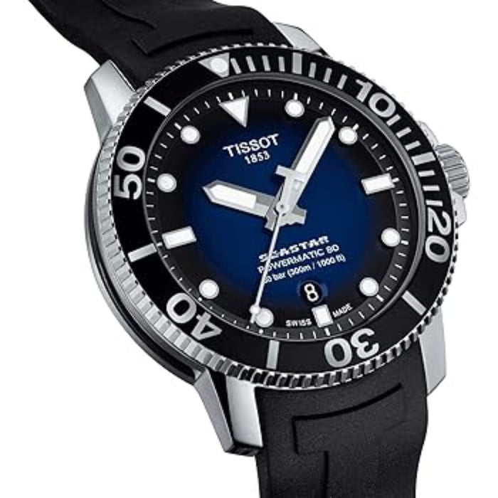 Tissot Seastar 1000 Powermatic 80 Blue Gradient Dial Black Rubber t120.407.17.041.00 - Swiss Factory