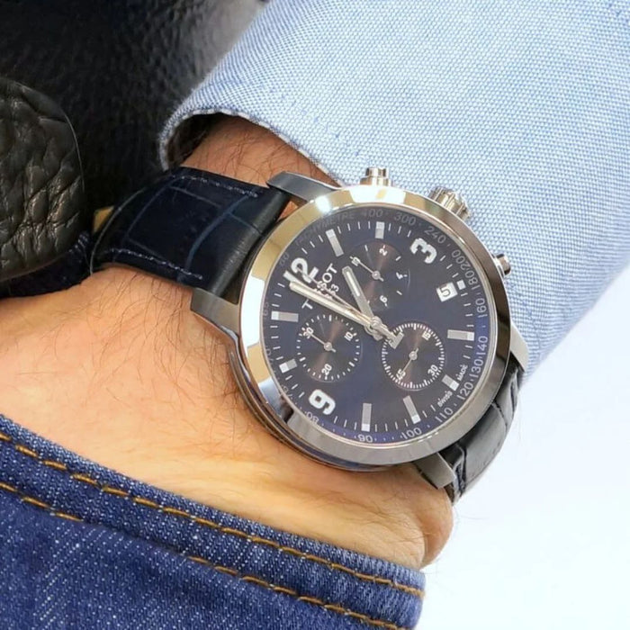 Tissot V8 Chronograph Blue Dial Men’s Watch - t055.417.16.047.00 - authentic