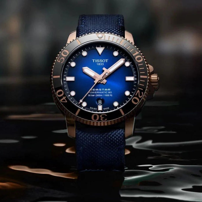 Tissot Seastar 1000 Powermatic 80 Rose Gold & Blue Dial Watch t120.407.37.041.00 - Swiss Factory