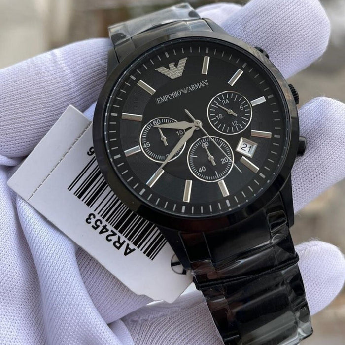 Emporio Armani Black Chronograph Stainless Steel Watch – AR2453 - Authentic