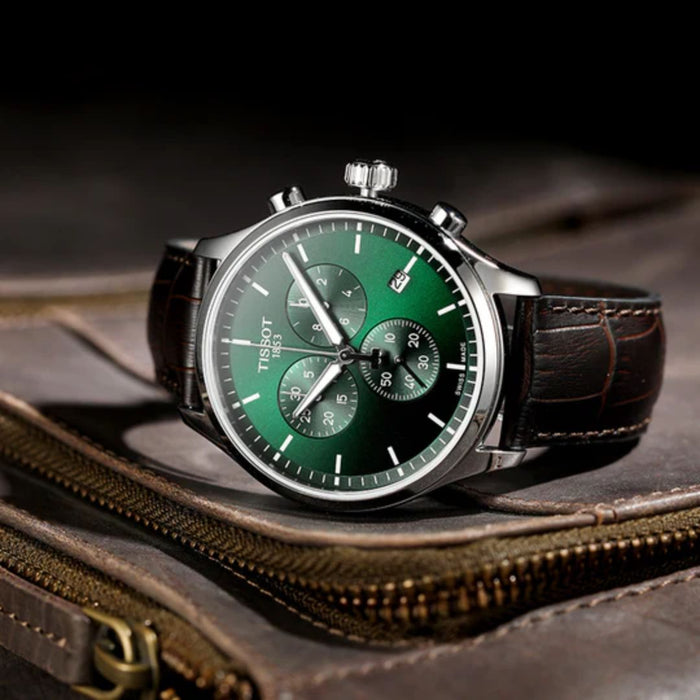 Tissot Chrono XL Classic Green Dial with Brown Leather Strap - t116.617.16.091.00 - Swiss Factory