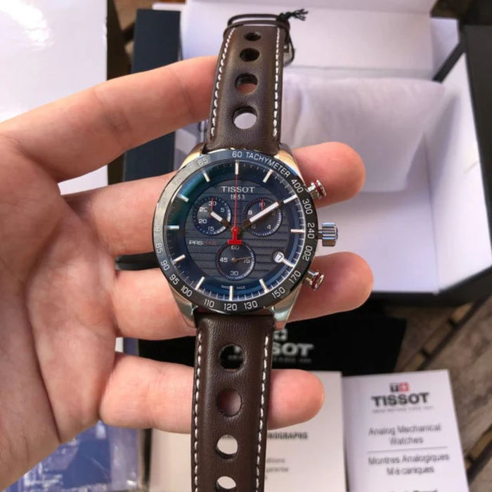 Tissot PRS 516 Chronograph Blue Dial Brown Leather t100.417.16.041.00 - Swiss Factory