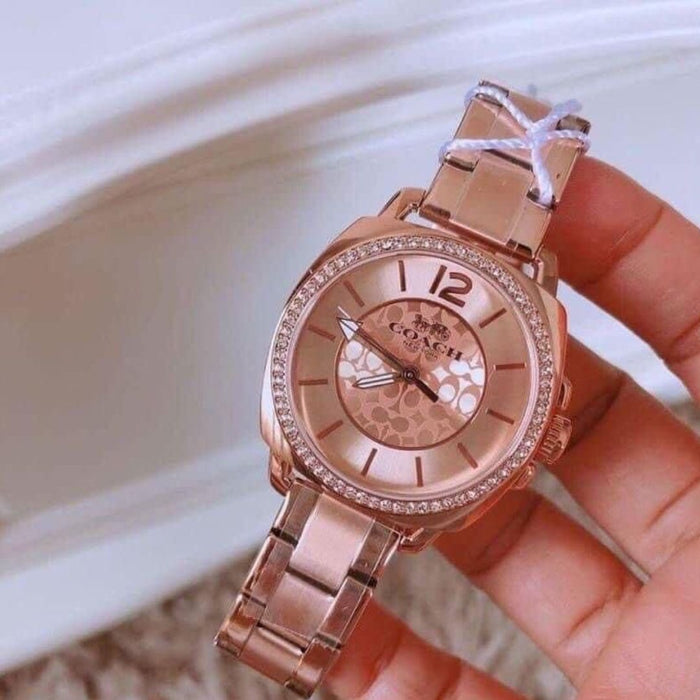 Coach New York Rose Gold Women’s Watch – Crystal Bezel & Signature Dial 14503142 - Authentic