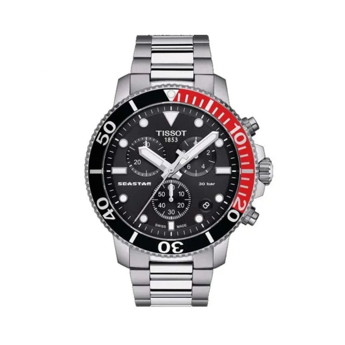 Tissot Seastar Chronograph Black & Red Bezel – 30 Bar t120.417.11.051.01 - Authentic