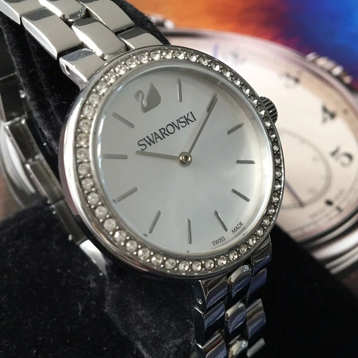 Swarovski Crystalline Aura Stainless Steel Women’s Watch – Silver Dial & Crystal Bezel 5095600 - Authentic