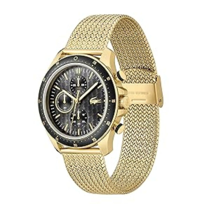 Lacoste Vienna Gold Mesh Chronograph Watch – Black Dial - 2011254 - Authentic