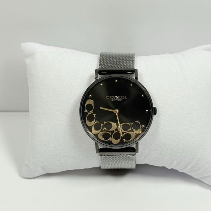 Coach Women’s Minimalist Watch – Black Dial, Gunmetal Mesh Bracelet 14503826 - Authentic