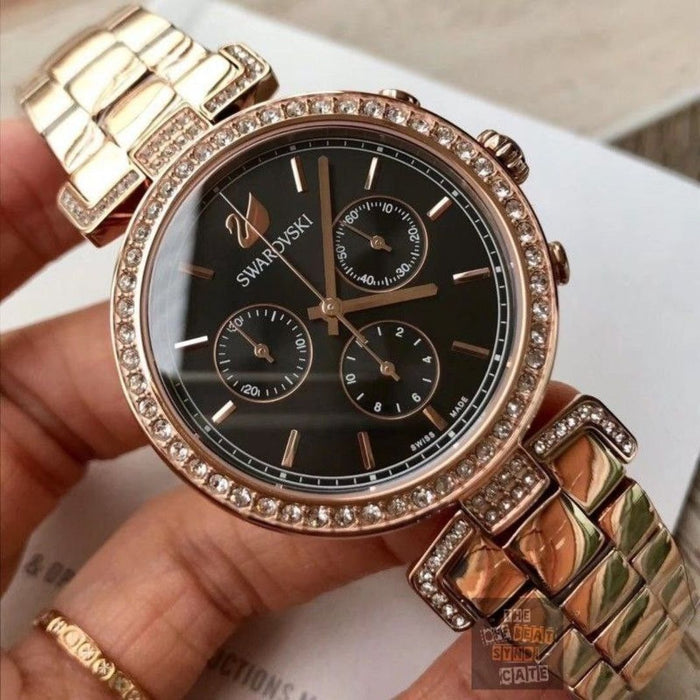 Swarovski Crystalline Delight Chronograph Gold Bracelet Watch - 5295366 - Authentic