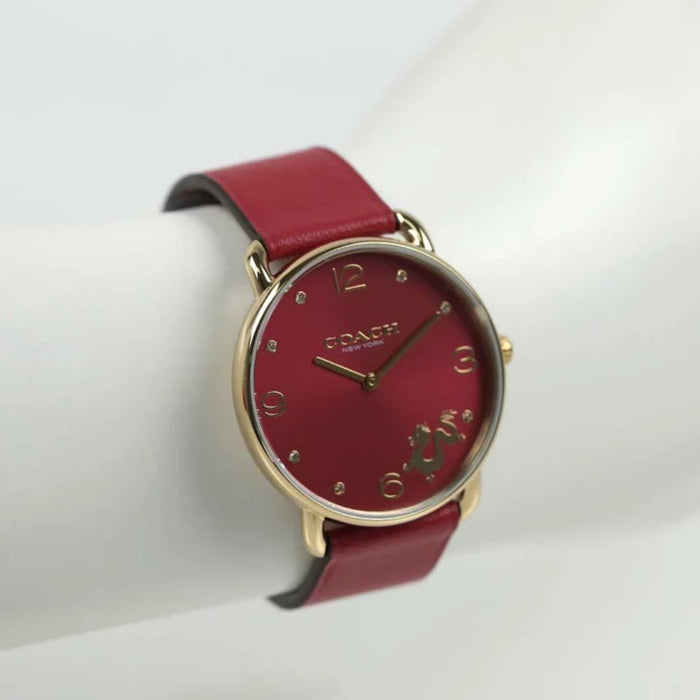 Coach Women’s Classic Watch – Red Dial, Gold Case, Red Leather Strap 14504239 - Authentic
