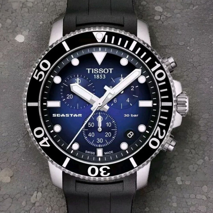 Tissot Seastar 1000 Chronograph Blue Dial Black Rubber Strap t120.417.17.041.00 - Swiss Factory