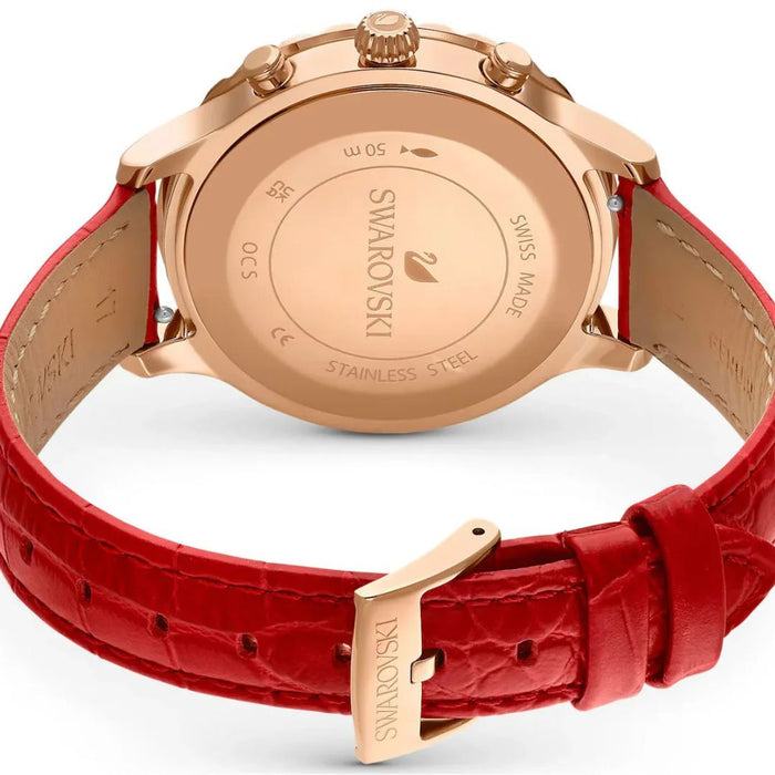 Swarovski Women’s Rose Gold Red Chronograph Watch – Swiss Made 5646975 - Authentic