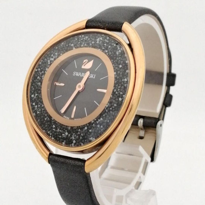 Swarovski Crystalline Oval Black & Rose Gold Watch 5230943 - Authentic