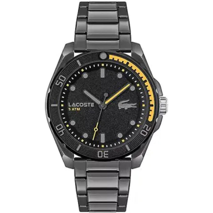 Lacoste Key West Men’s Black Dial Chronograph Watch – Yellow Accents - 2011288 - Authentic