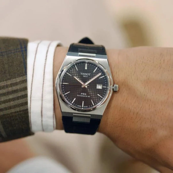 Tissot PRX Powermatic 80 Black Dial Automatic – Leather Strap Edition t137.407.16.051.00 - Authentic