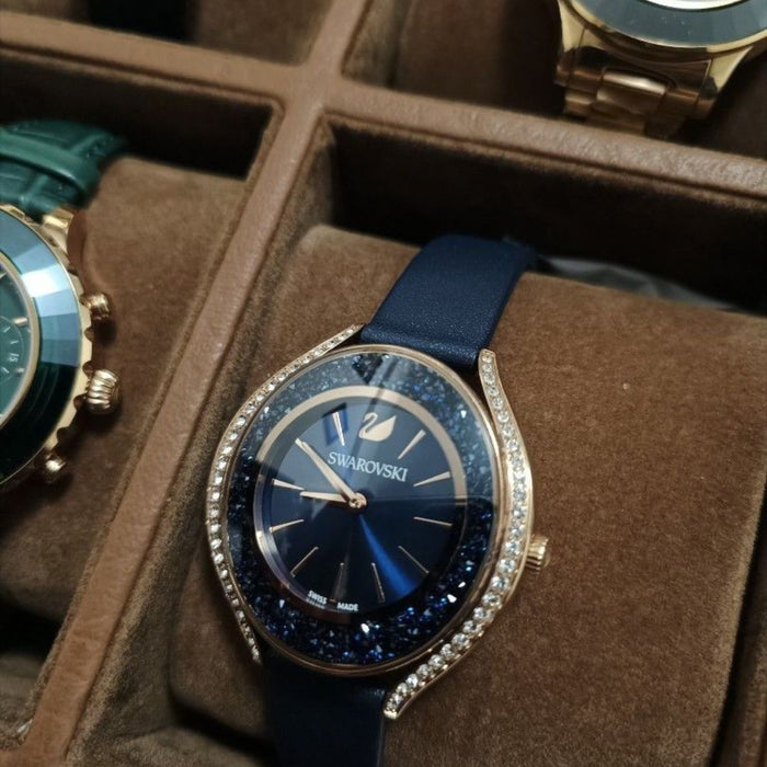 Swarovski Crystalline Oval Women’s Watch – Blue Dial, Rose Gold Case 5519447 - Authentic