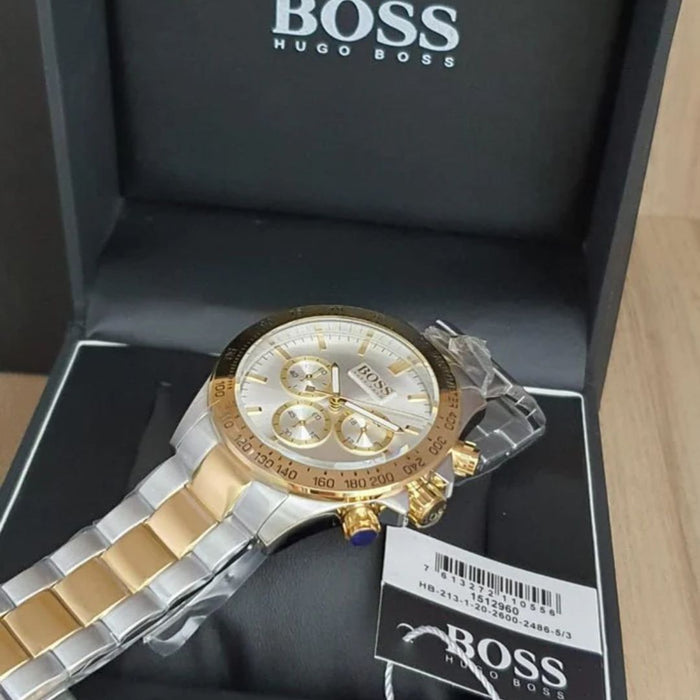 Hugo Boss Two-Tone Gold & Silver Chronograph Men’s Watch 1512960 - Authentic