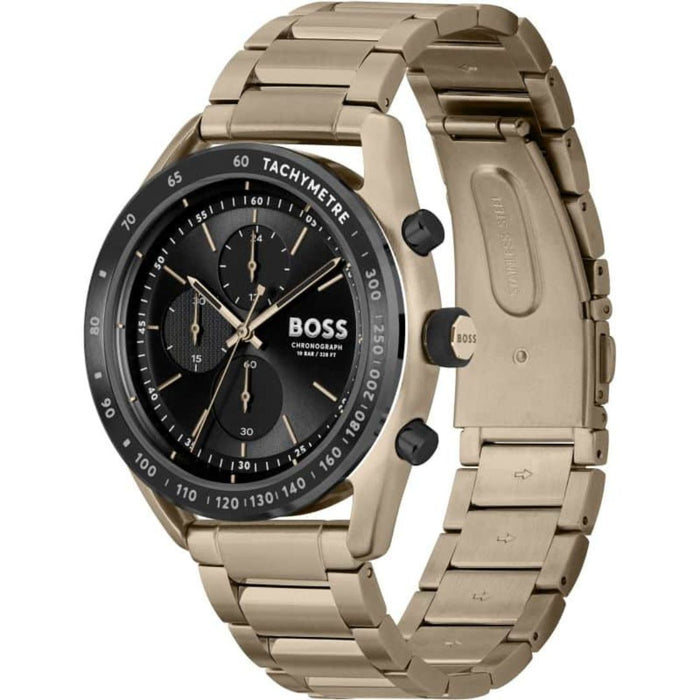 Hugo Boss Chronograph – Gold/Black With Tachymeter Bezel 1514027 - Authentic