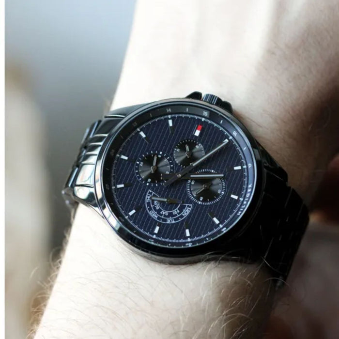 Tommy Hilfiger Men’s Blue Stainless Steel Chronograph Watch 1791618 - Authentic