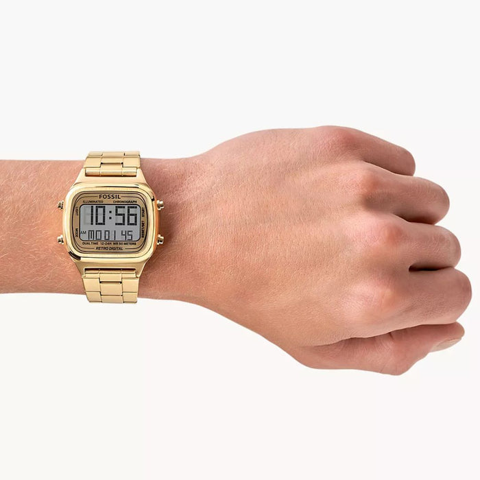 Fossil Retro Digital Gold-Tone Stainless Steel Watch – FS5894 - Authentic