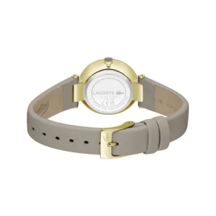 Lacoste Moon Women’s Grey Leather Watch – Gold-Tone Case - 2001334 - Authentic