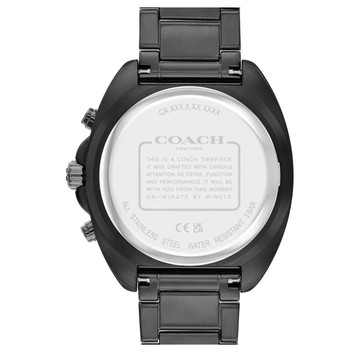 Coach Men’s Chronograph Watch – Black Stainless Steel Tachymeter 14602705 - Authentic