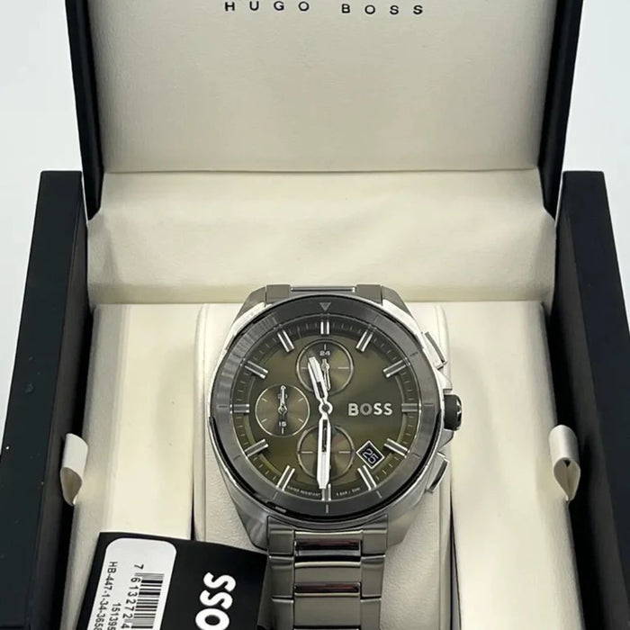 Hugo Boss Men's Chronograph Watch – Green Dial (5ATM) 1513951 - Authentic