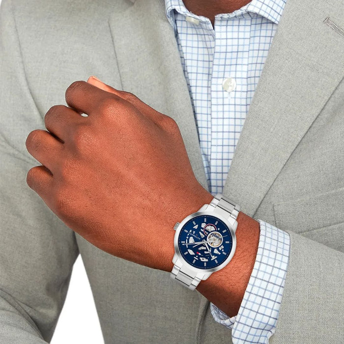 Tommy Hilfiger Men’s Automatic Skeleton Watch with Blue Dial 1710661 - Authentic