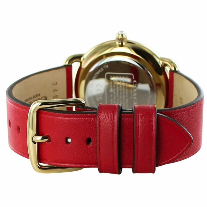 Coach Women’s Red Dial Gold-Tone Crystal Accent Leather Strap Watch 14504386 - Authentic