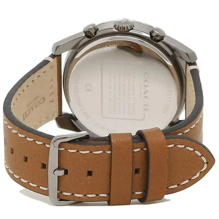 Coach Chronograph Watch – Black Stainless Steel Case & Brown Leather Strap 14602410 - Authentic