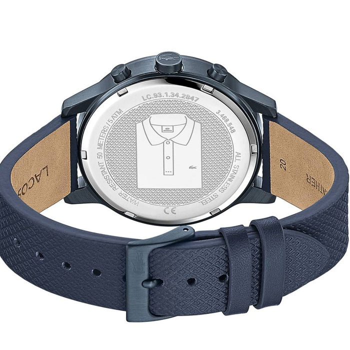 Lacoste Men’s Moon Multifunction Navy Blue Leather Watch - 2010998 - Authentic