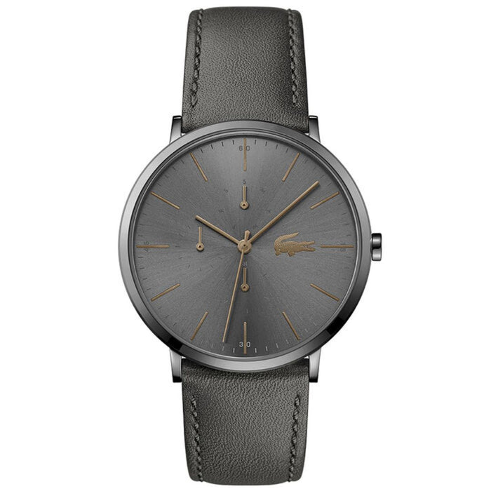 Lacoste Moon Grey Dial Leather Strap Men’s Watch - 2011059 - Authentic