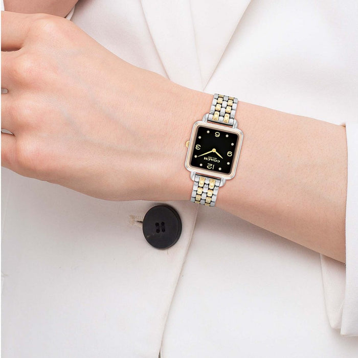 Coach New York Two-Tone Square Women’s Watch – Black Dial 14504496 - Authentic