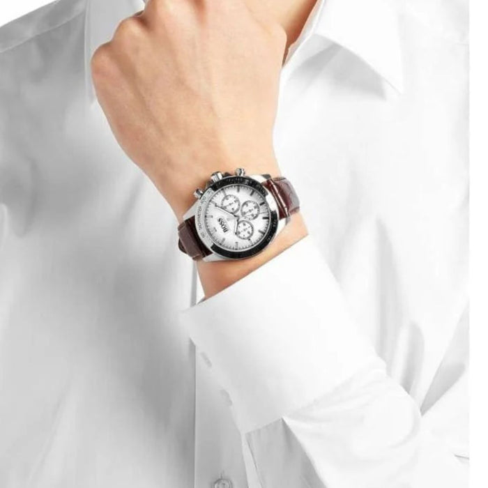 Hugo Boss Men’s Chronograph Tachymeter Watch Leather Strap | Classic Luxury 1513175 - Authentic