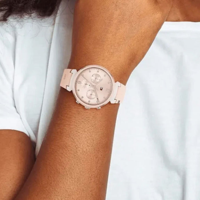 Tommy Hilfiger Women’s Pink Chronograph Watch with Silicone Strap 1782343 - Authentic