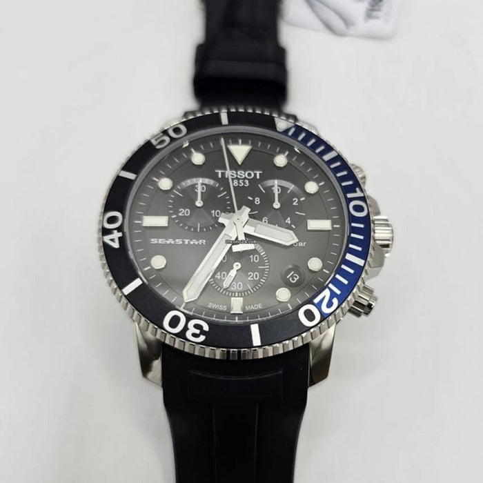 Tissot Seastar 1000 Chronograph Black & Blue Bezel Watch t120.417.17.051.02 - Swiss Factory