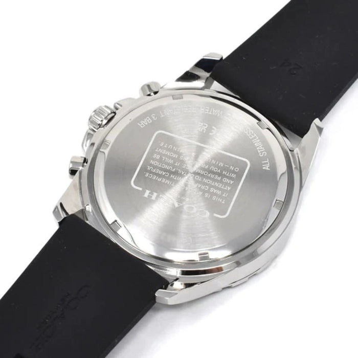 Coach Chronograph Watch – Black Dial & Black Silicone Strap 14602565 - Authentic
