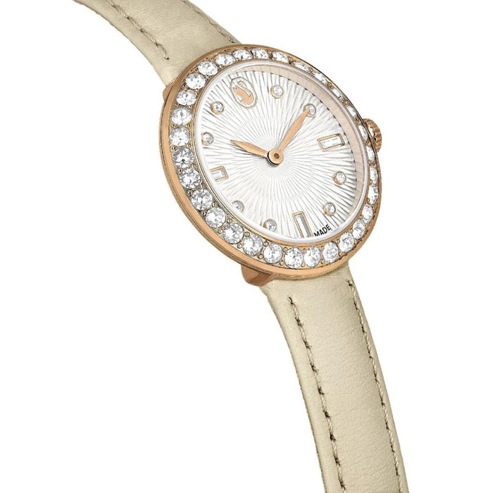 Swarovski Ladies Watch – Rose Gold Case with Crystal Bezel & Beige Leather Strap 5672968 - Authentic
