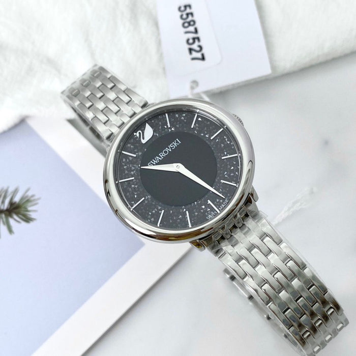 Swarovski Crystalline Aura Women’s Watch – Silver Bracelet with Black Crystal Dial 5587527 - Authentic