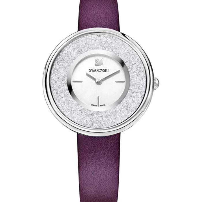 Swarovski Crystalline Aura White Dial Purple Leather Watch - 5295355 - Authentic
