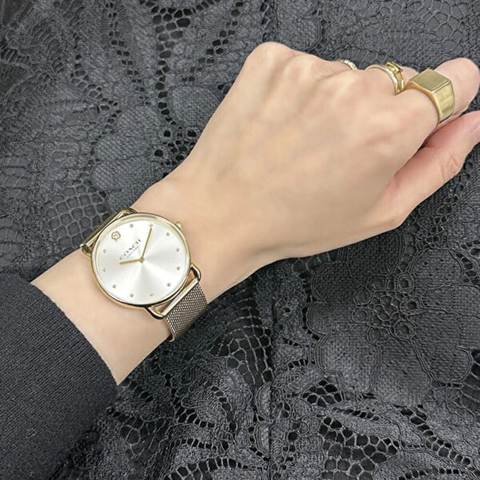 Coach Gold Mesh Strap Watch – Minimal Elegant Design 14504208 - Authentic