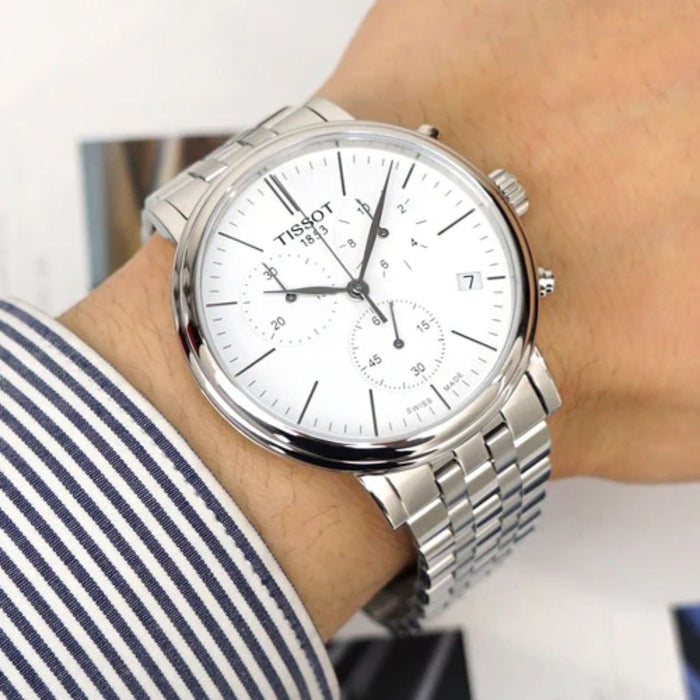 Tissot Tradition Chronograph – White Dial | Stainless Steel | Classic Design t122.417.11.011.00 - Authentic