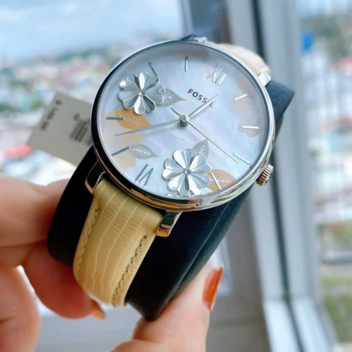 Fossil Jacqueline Three-Hand Date Yellow Leather Watch – ES4812 - Authentic