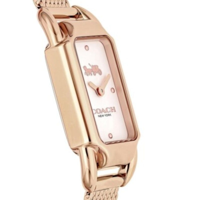Coach New York Rose Gold Rectangular Women’s Watch – Mesh Bracelet 14504085 - Authentic