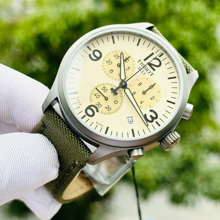 Tissot Chrono XL Beige Dial with Green Strap Men’s Watch t116.617.37.267.00 - Swiss Factory