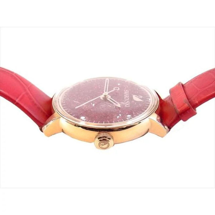 Swarovski Crystalline Glam Red Leather Watch 5295380 - Authentic