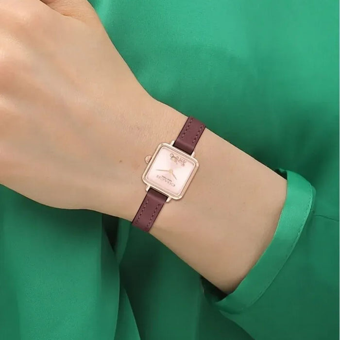 Coach Women’s Square Quartz Watch – Rose Gold Case with Pink Dial 14504229 - Authentic