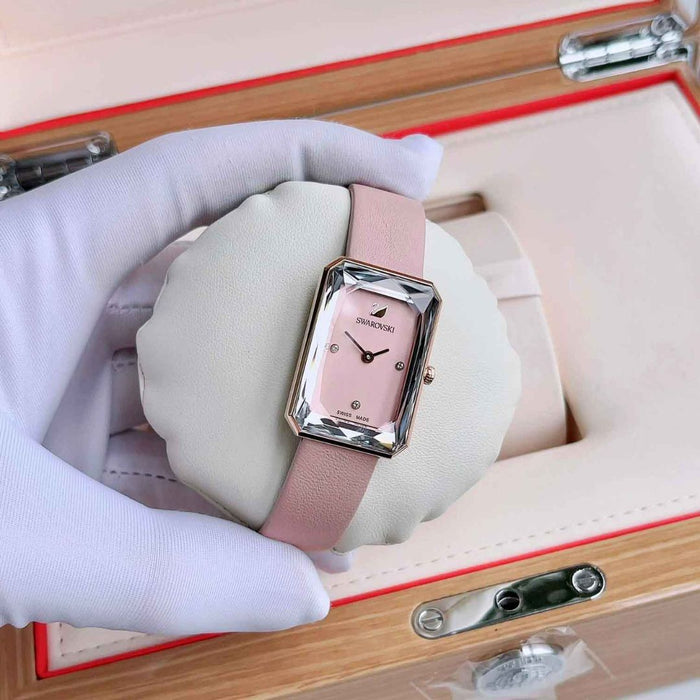 Swarovski Women’s Rose Gold Rectangular Crystal Watch – Swiss Made 5547719 - Authentic