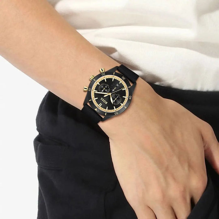Hugo Boss Black & Gold Chronograph Men's Watch 1513935 - Authentic